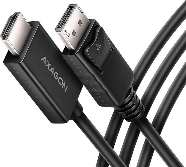 Axagon RVD-HI20C2 DisplayPort 1.4 Apa - HDMI 2.0 Apa Adapterkábel 1.8m - Fekete