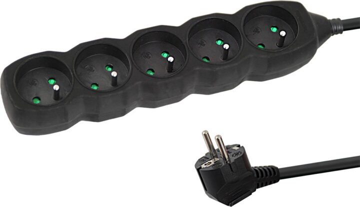 Esperanza ELK208K Hálózati elosztó 5 aljzatos 3m - Fekete