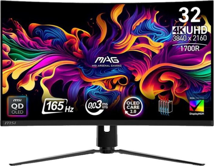 MSI 31.5" MAG 321CUP 16:9 4K QD OLED Ívelt Gaming Monitor - Fekete