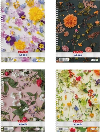 Herlitz Flower II 70 lapos A4 négyzetrácsos spirálfüzet - Többfajta