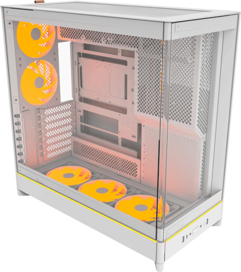 Montech HS02 PRO ARGB Midi Torony Számítógépház + 2db 120mm ventilátor - Fehér