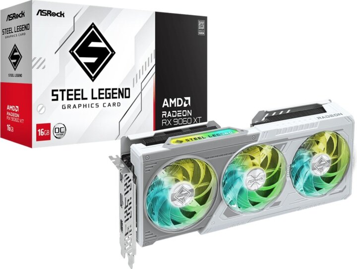 AsRock Radeon RX 9060 XT 16GB GDDR6 Steel Legend OC Videókártya - Fehér