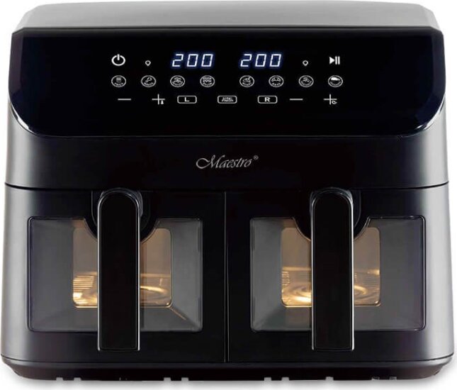 Maestro MR-758 AirFryer Forrólevegős sütő 2x4.5L 2000W - Fekete Maestro MR-758 AirFryer Forrólevegős sütő 2x4.5L 2000W - Fekete