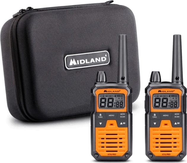 Midland XT 70 Pro Twin Walkie Talkie 8 / 12 km hatótávval kofferben - Szürke