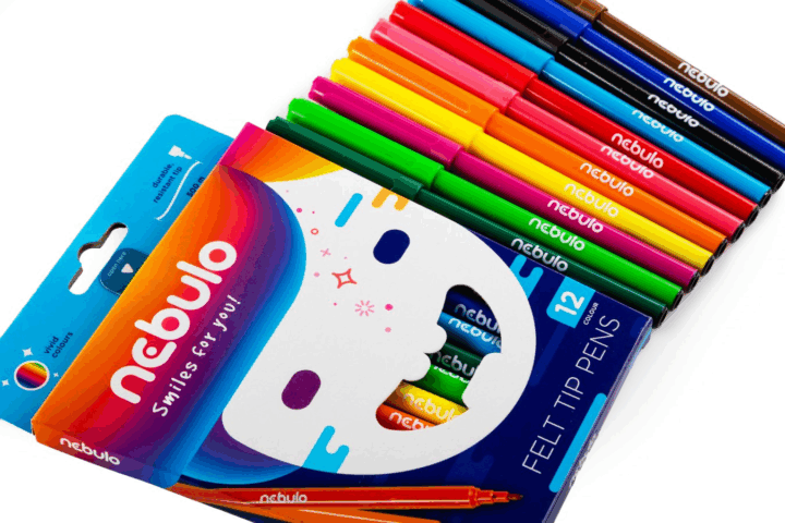 Nebulo vízbázisú Filctoll készlet - Vegyes színek (12 db / csomag)
