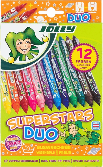 Jolly Superstars Duo kétvégű Filctoll készlet - Vegyes színek (12 db / csomag) Jolly Superstars Duo kétvégű Filctoll készlet - Vegyes színek (12 db / csomag)