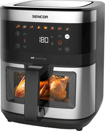 Sencor SFR 9000SS AirFryer Forrólevegős sütő 9L 1700 Watt - Ezüst/Fekete