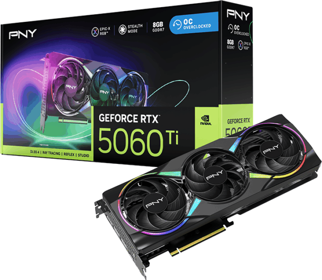 PNY GeForce RTY 5060 TI 8GB GDDR7 Epic-X RGB OC Videókártya