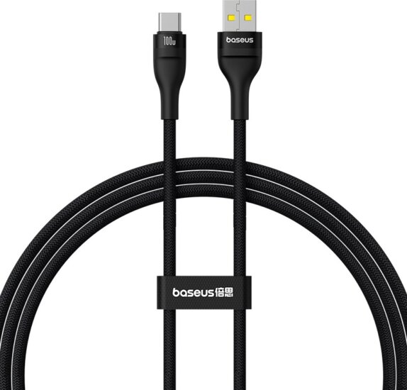 Baseus Flash 2 USB-A apa - USB-C apa Adat- és töltőkábel 1m - Fekete