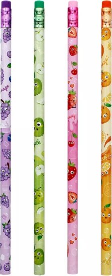 Bensia "HB" Gyümölcs mintás grafitceruza radírral - Többféle Bensia "HB" Gyümölcs mintás grafitceruza radírral - Többféle