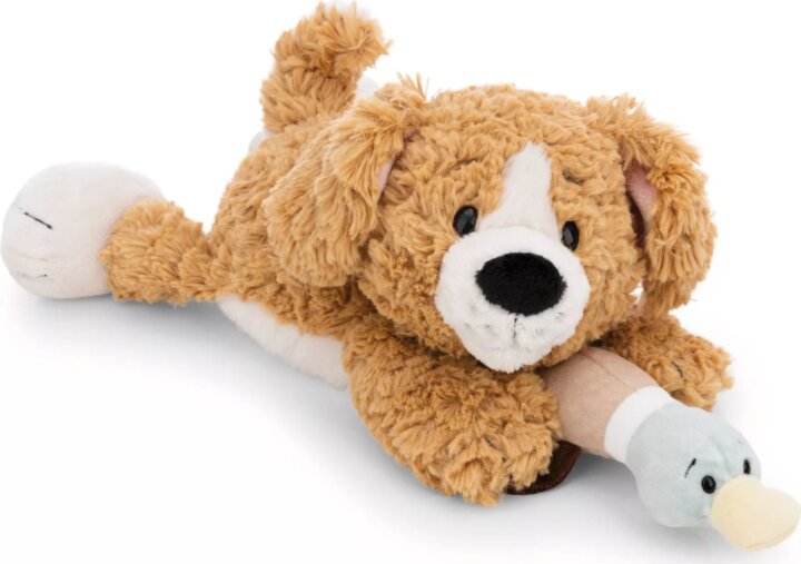Nici Fekvő kutyus kacsával plüssfigura 30cm - Barna