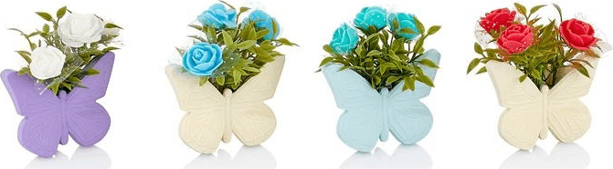 Iris E1109 pillangó alakú hűtőmágnes művirággal 8x8cm - Többféle