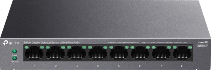 TP-Link LS108GP Asztali Fémházas 8-port Gigabit PoE+ Switch
