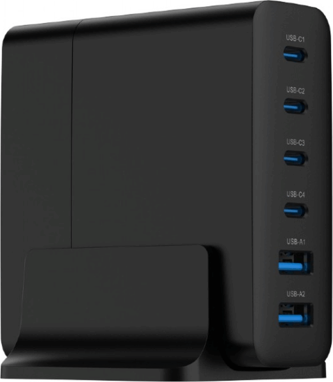 Gembird TA-UC-2A4C 2x USB-A / 4x USB-C Gan Hálózati Gyorstöltő Adapter 75W - Fekete