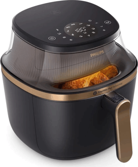 Philips NA322/00 Ovi Mini AirFryer Forrólevegős sütő 4,2L 1400 Watt - Fekete / Arany