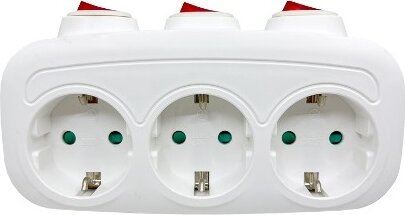 BlackBird BH1625 Hálózati Dugalj 3 aljzatos elosztó kapcsolóval - Fehér
