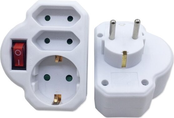 BlackBird BH1621 Hálózati Dugalj 3 aljzatos elosztó kapcsolóval - Fehér