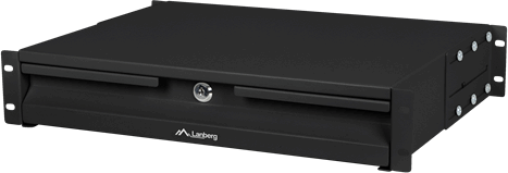 Lanberg AK-2001-B 19" 2U Kulcsos Rack Szekrény Fiók 360mm - Fekete