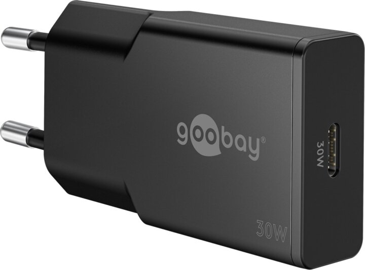 Goobay 75735 USB-C GaN Slim Hálózati Gyorstöltő Adapter Készlet 30W - Fekete (2 darabos)
