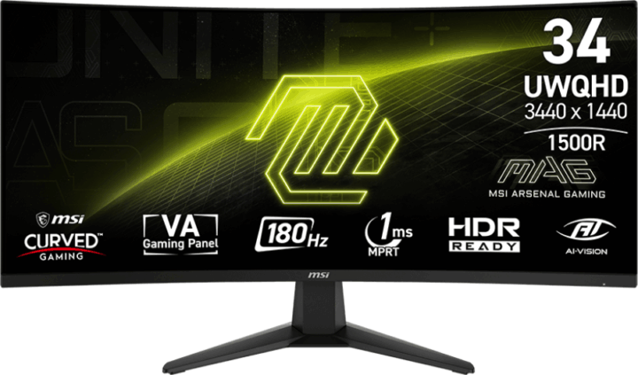 MSI 34" MAG 346CQ 21:9 UWQHD VA Ívelt Gaming Monitor - Fekete