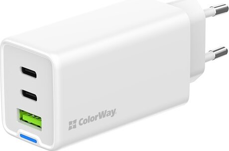 ColorWay 058PD USB-A / 2x USB-C Hálózati gyorstöltő 65W - Fehér