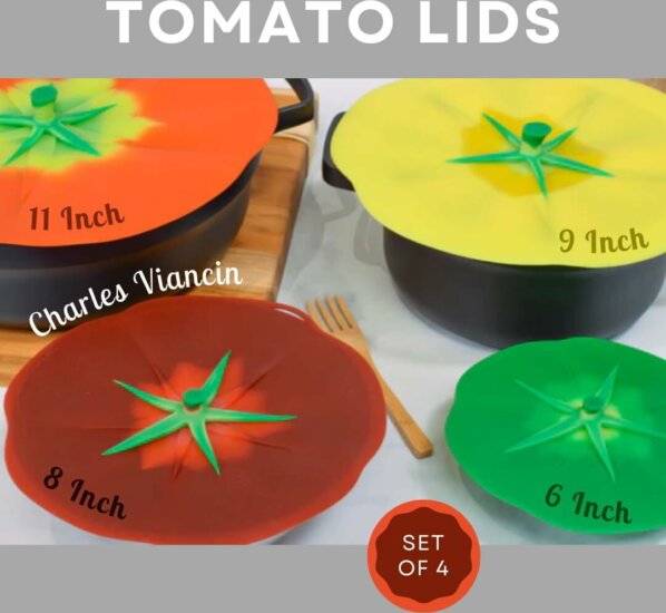 Charles Viancin Tomato Szilikon fedél ételtároló edényekhez 4 darabos készlet - Többszínű