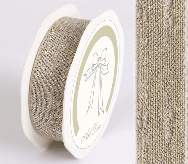 Iris Juta szalag fémszállal 25mm/10méter - Drapp