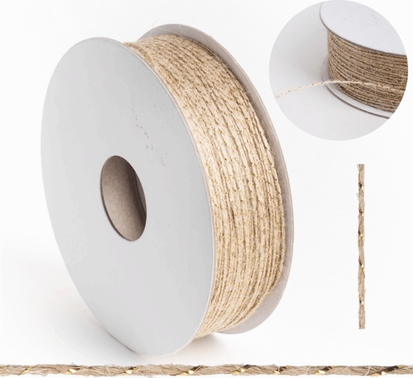 Iris Juta szalag fémszállal 1mm/100 méter - Natúr/arany