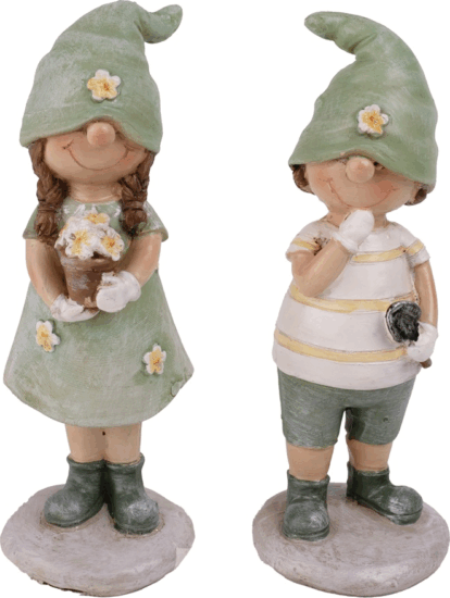 Iris műgyanta Zöld ruhás gyerek szobrocskák 16cm (2db/csomag)