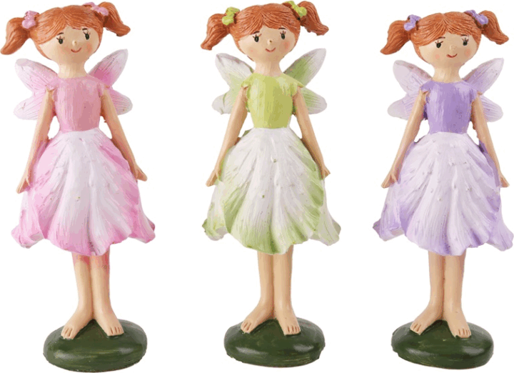 Iris műgyanta tündér figurák tulipán ruhában 11,6cm (3db/csomag)