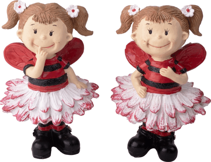 Iris műgyanta katica lány lakásdekoráció figura 7x10,7cm (2db/csomag)