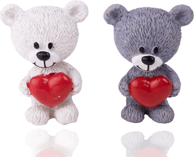 Iris műgyanta maci szívvel lakásdekoráció 3,7x5,2cm - Többféle