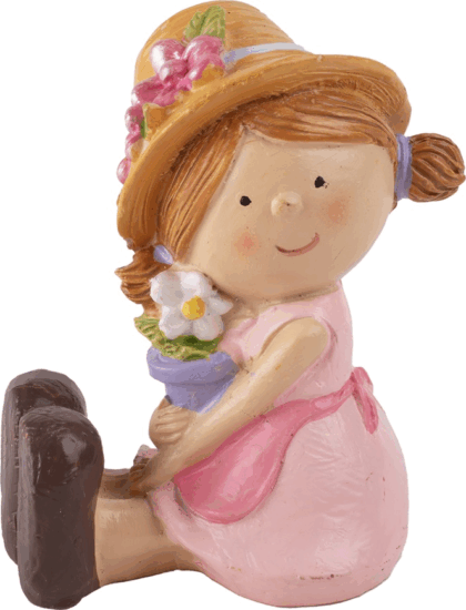 Iris műgyanta ülő kalapos lány lakásdekoráció 7,7cm