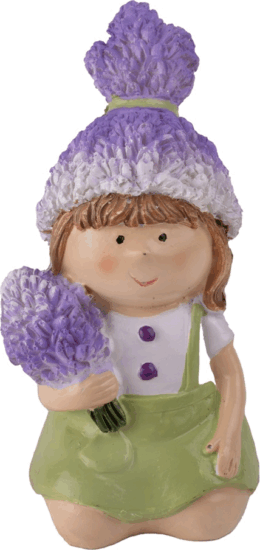 Iris műgyanta levendulalány lakásdekoáció 5,6x10,4cm - Lila