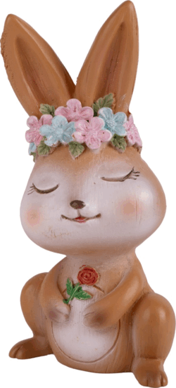 Iris műgyanta nyúl virágkoszorúban lakásdekoráció figura 10,2cm - Barna Iris műgyanta nyúl virágkoszorúban lakásdekoráció figura 10,2cm - Barna