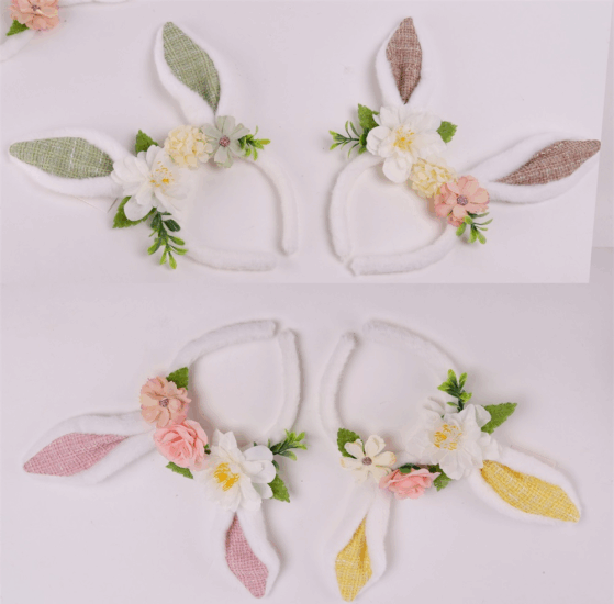 Iris nyuszifüles hajpánt virággal 24cm - Többféle