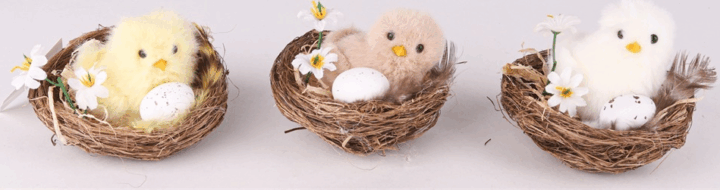 Iris csibe fészekben virággal húsvéti dekoráció - Többféle