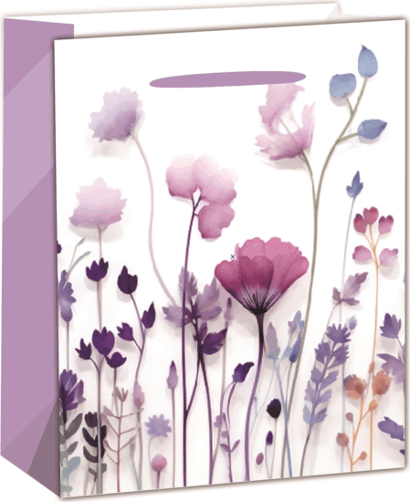 Iris Réti virág mintás Szalagfüles matt Papír ajándéktasak (26 x 32cm) - Mintás