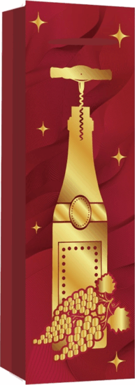 Iris Bor mintás matt papír ajándéktasak borokhoz (12 x 36cm) - Piros/Mintás