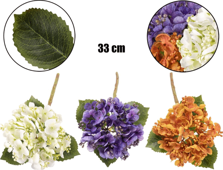 Iris Szálas Hortenzia dekor művirág 33cm - Többféle