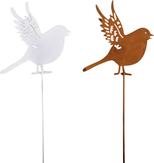 Iris fém leszúrható beszúró madár dekoráció/növénytámasz 9x9,5/35cm (2db/csomag)