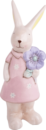 Iris porcelán nyúl virággal Húsvéti dekoráció - Rózsaszín