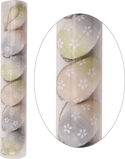 Iris virág mintás műanyag tojás húsvéti dekoráció 4x6cm - Színátmenetes (6db/csomag)