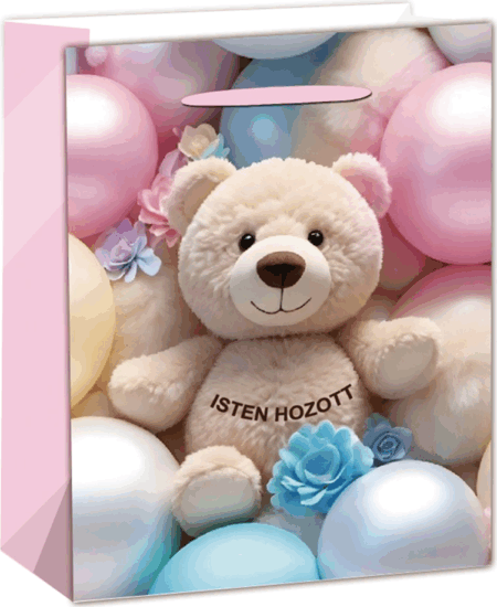 Iris maci lufikkal mintás szalagfüles matt papír ajándéktasak (11 x 14cm) - Mintás