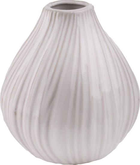 Iris dekor Gömb alakú kerámia váza 11,5x12,5cm - Fehér