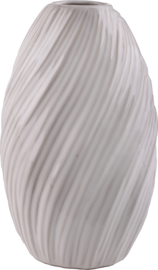 Iris dekor Mandula alkú kerámia váza 11x18,5cm - Fehér