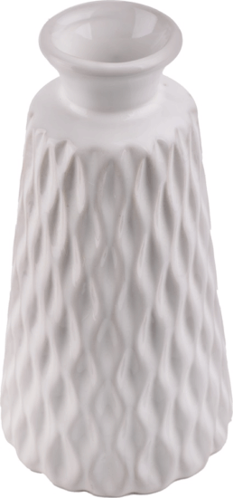 Iris dekor Rombusz alakú kerámia váza 17,5cm - Fehér