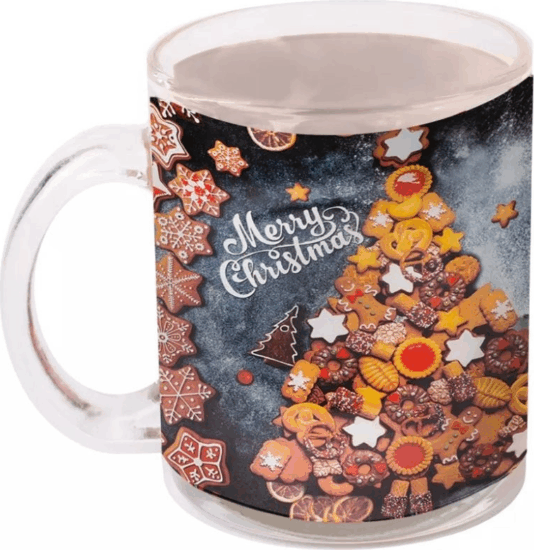 Iris üveg bögre mézeskalács mintával Karácsonyi ajándéktárgy 9,7cm Iris üveg bögre mézeskalács mintával Karácsonyi ajándéktárgy 9,7cm