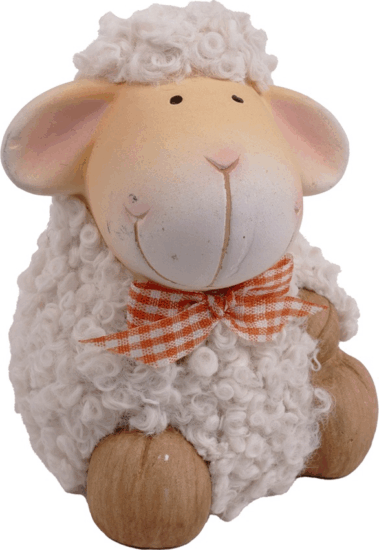 Iris dekor kerámia terrakotta bárány figura 7,5x10cm - Fehér/Rózsaszín