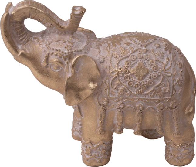 Iris műgyanta indiai elefánt szobor dekoráció 10,8cm - Arany